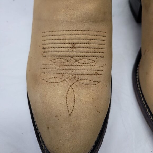 VTG‎ Mens Tony Lama Tan Leather Western Cowboy Boots Sz 9.5 Embroidered Festival - Picture 8 of 12